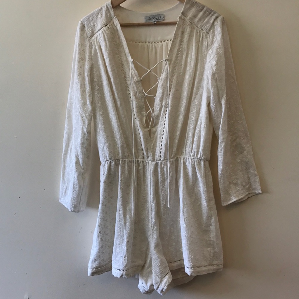 White Floral-Detailed Romper